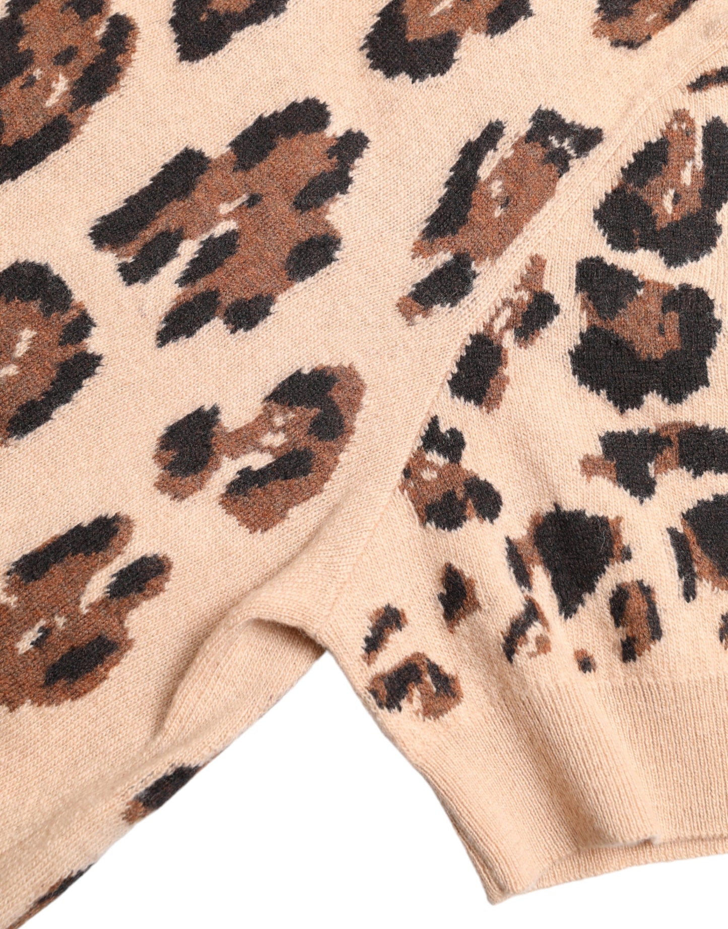 Dolce & Gabbana Beige Leopard Print Wool Turtleneck Women's Top