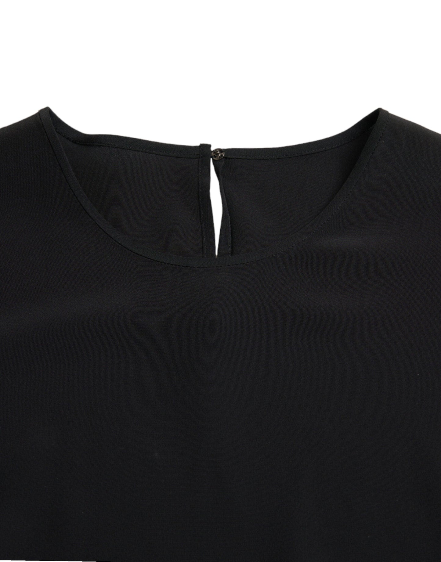 Dolce & Gabbana Black Silk Round Neck Short Sleeve Blouse Women's Top