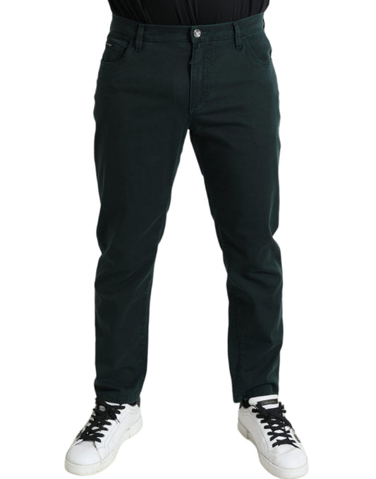 Dolce & Gabbana Green Cotton Stretch Skinny Men Denim Men's Jeans