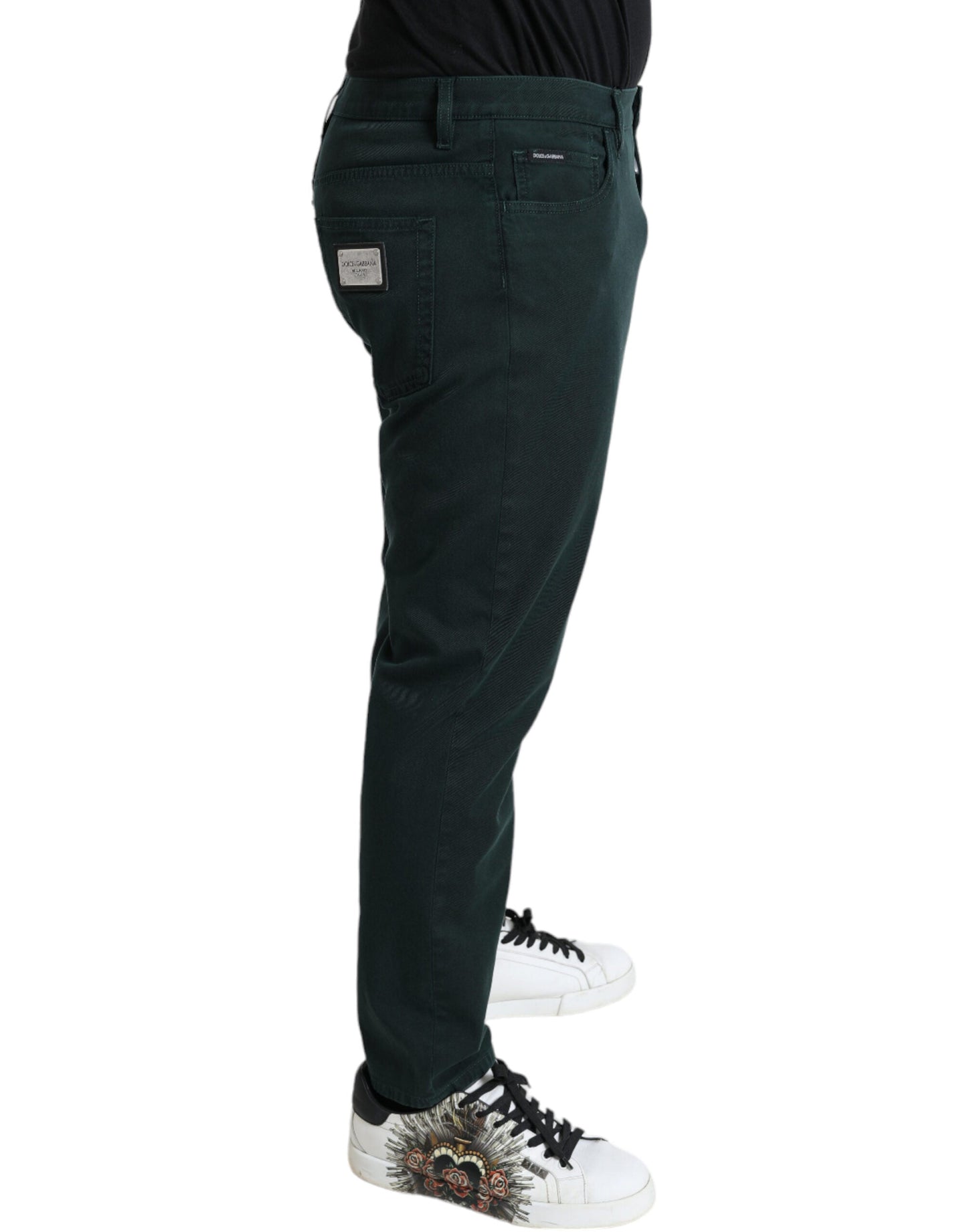 Dolce & Gabbana Green Cotton Stretch Skinny Men Denim Men's Jeans