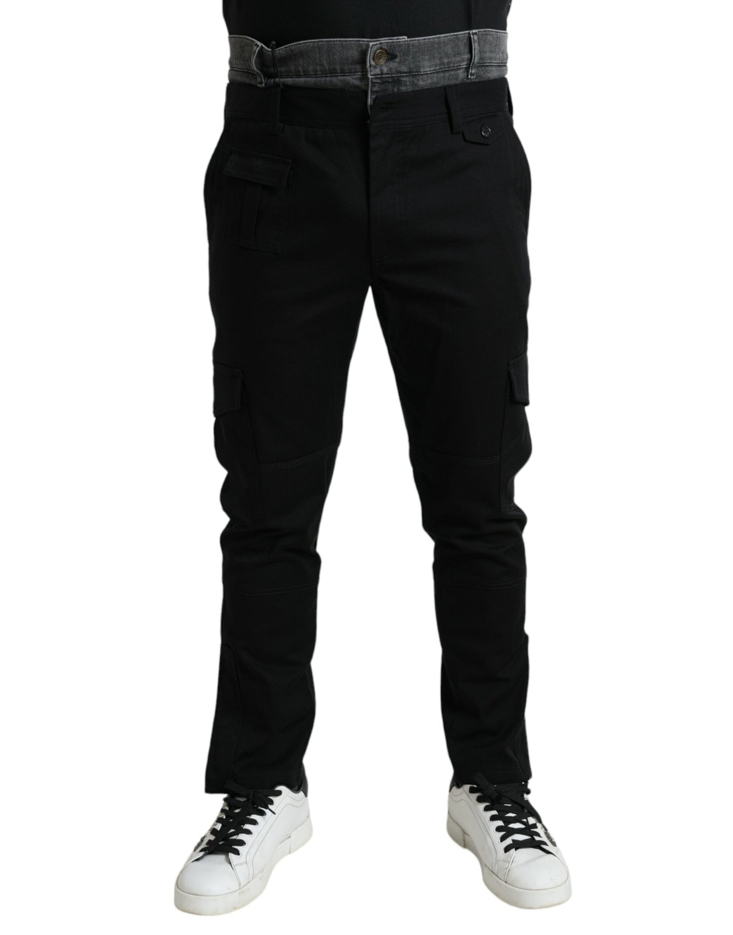 Dolce & Gabbana Black Gray Slim Cotton Denim Jeans Men's Pants