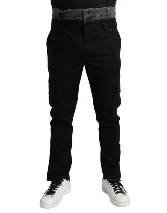 Dolce & Gabbana Black Gray Slim Cotton Denim Jeans Men's Pants