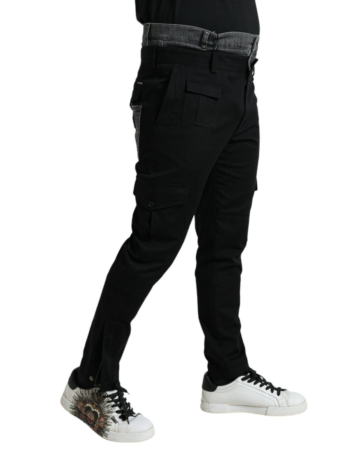 Dolce & Gabbana Black Gray Slim Cotton Denim Jeans Men's Pants