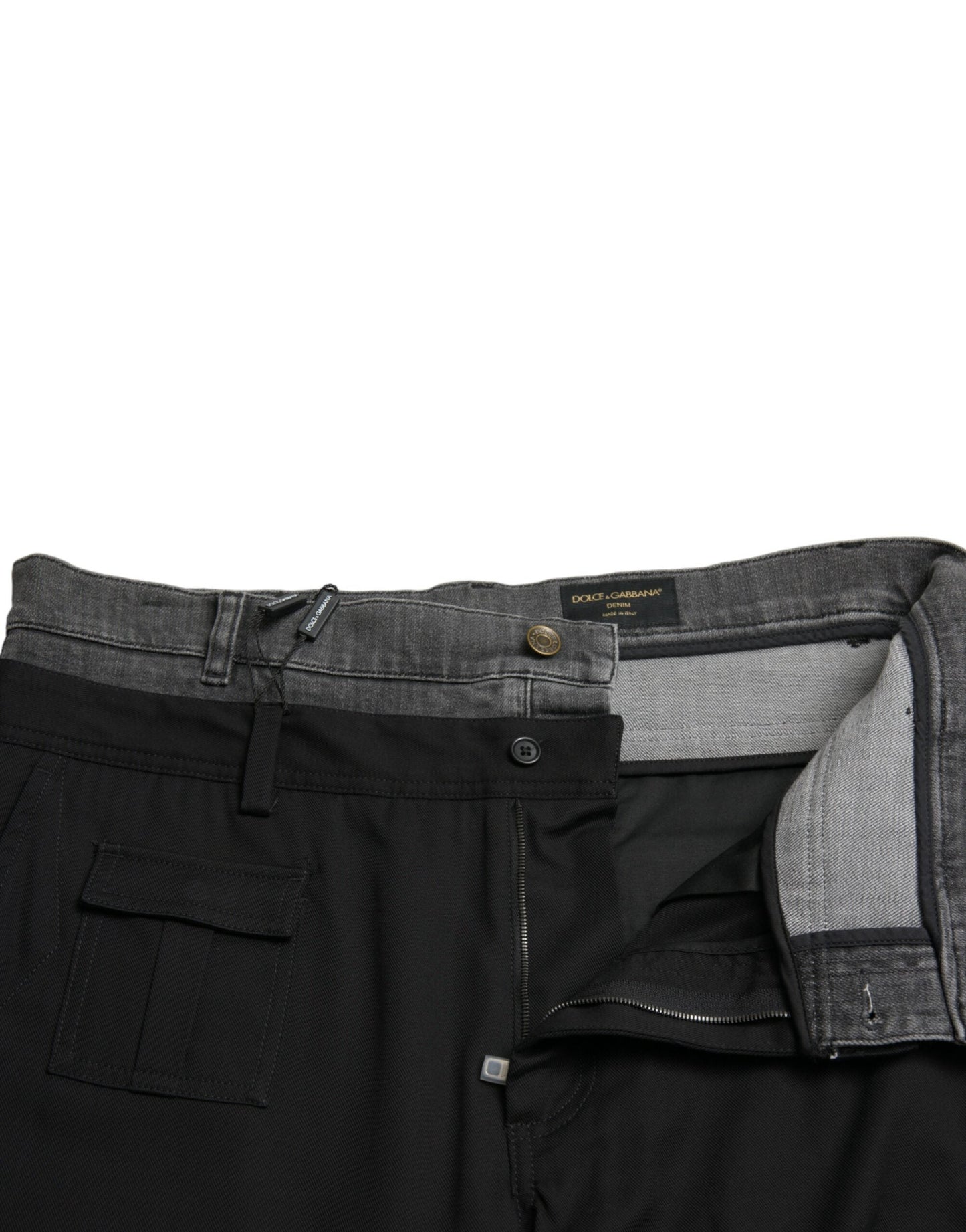 Dolce & Gabbana Black Gray Slim Cotton Denim Jeans Men's Pants