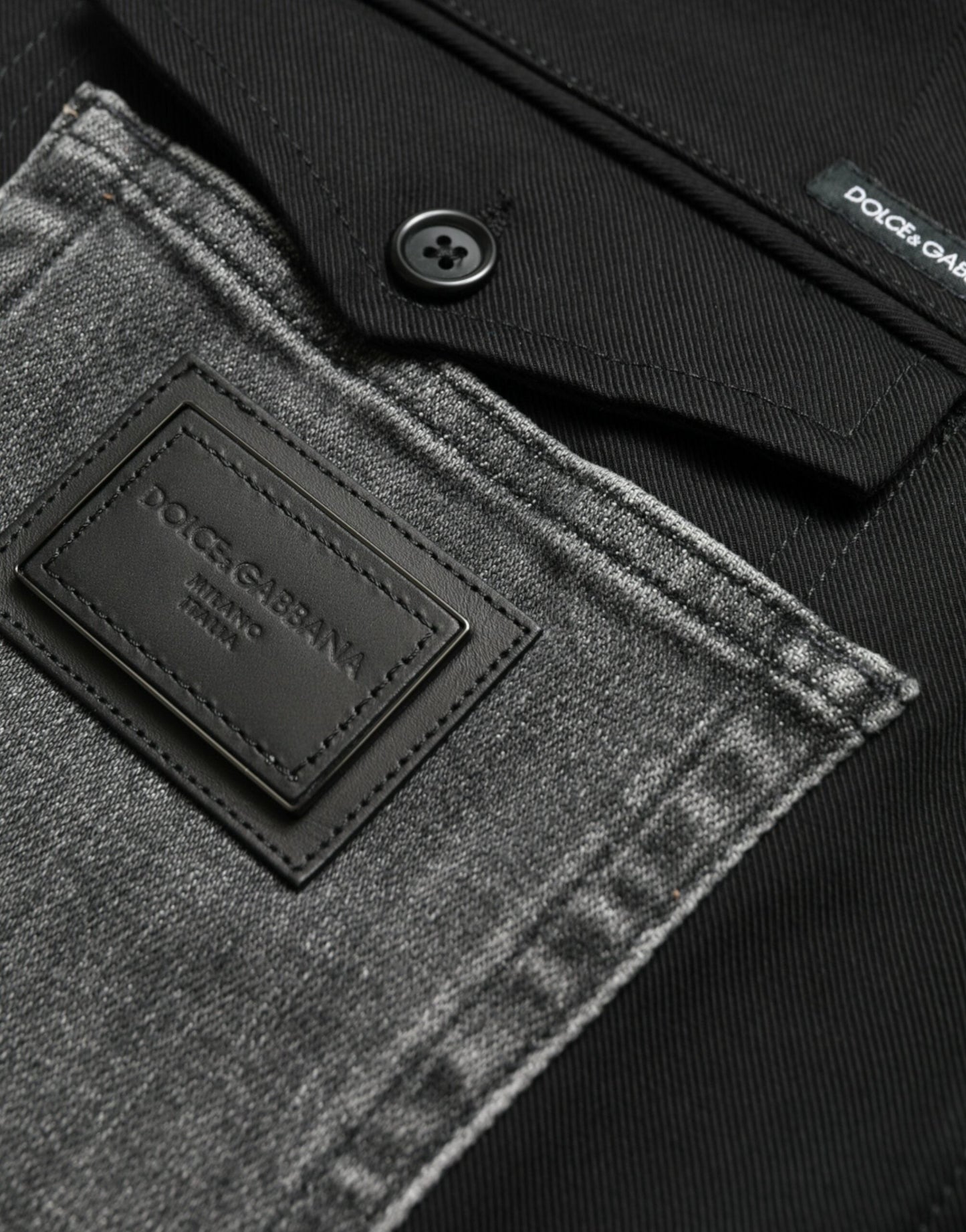 Dolce & Gabbana Black Gray Slim Cotton Denim Jeans Men's Pants