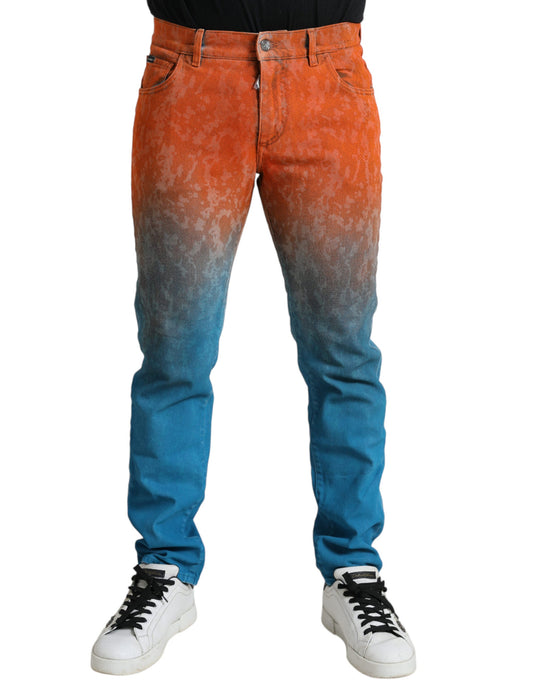 Dolce & Gabbana Multicolor Ombre Cotton Slim Fit Denim Men's Jeans