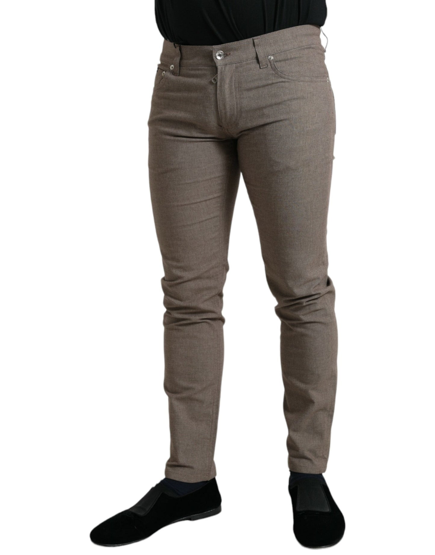 Dolce & Gabbana Brown Cotton Stretch Skinny Men Men's Pants