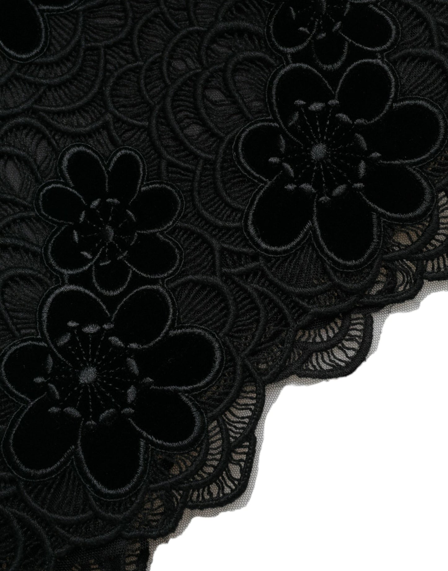 Dolce & Gabbana Black Floral Lace Cotton Bodycon Women's Dress