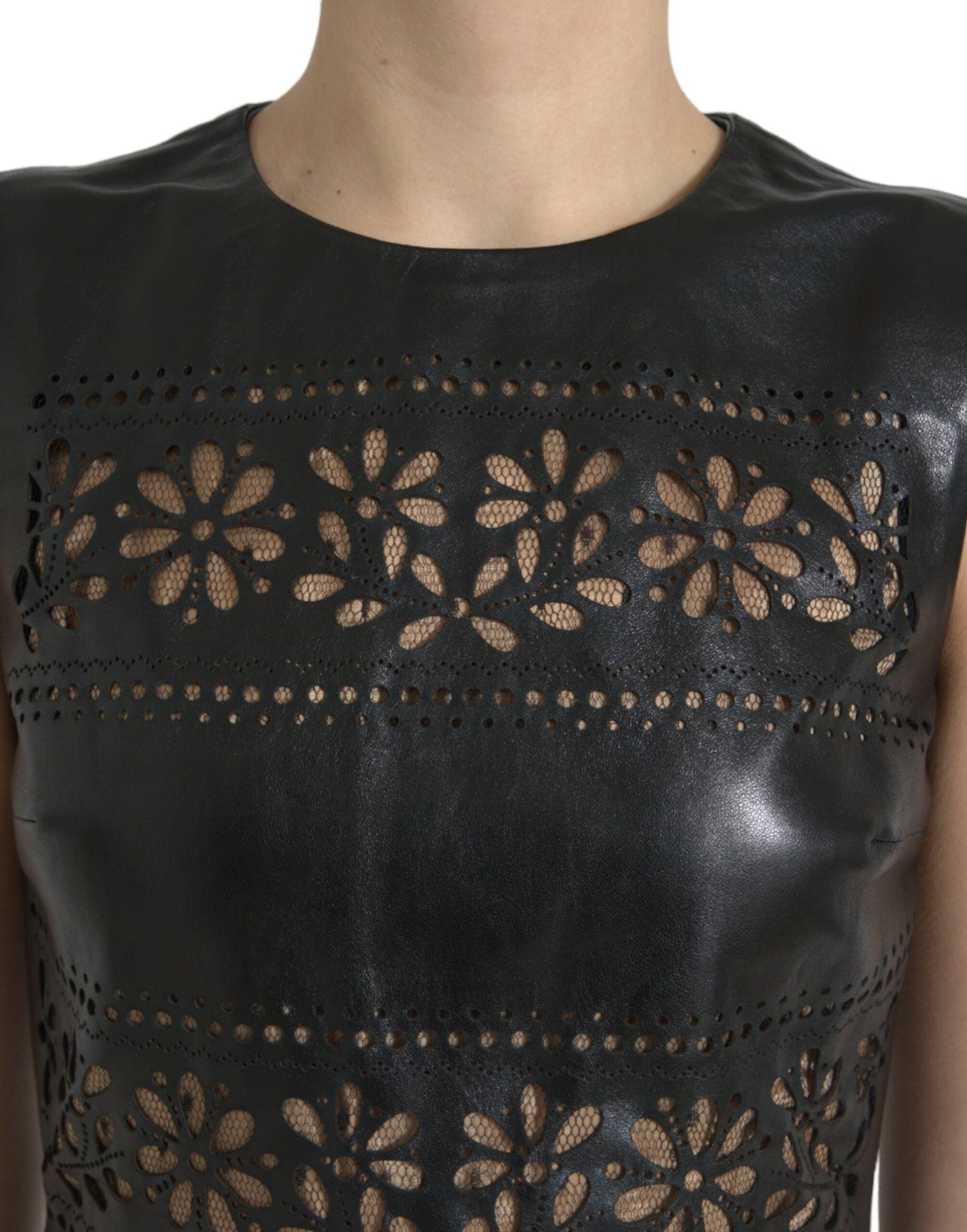 Valentino Shiny Black Nylon Cut Out A-line Mini Women's Dress