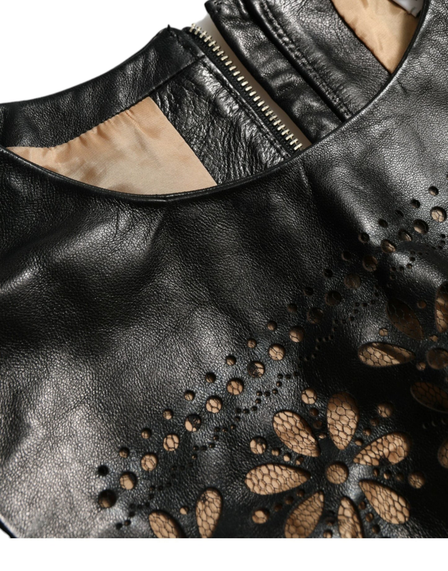 Valentino Shiny Black Nylon Cut Out A-line Mini Women's Dress