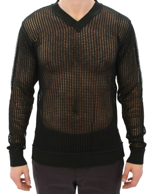 Dolce & Gabbana Dark Green Runway Netz Pullover Netted Men's Sweater