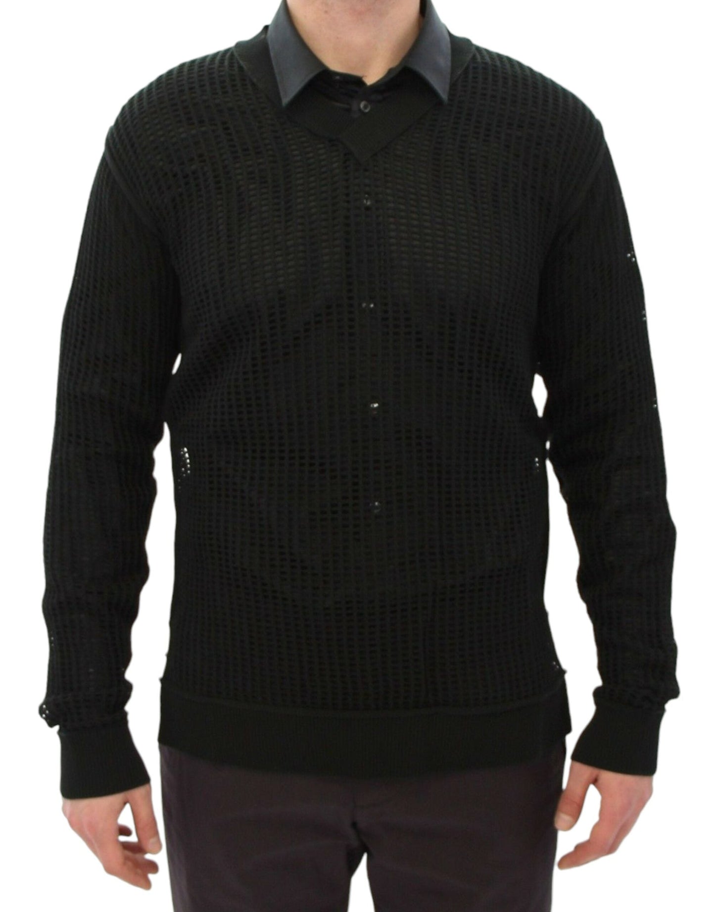 Dolce & Gabbana Dark Green Runway Netz Pullover Netted Men's Sweater