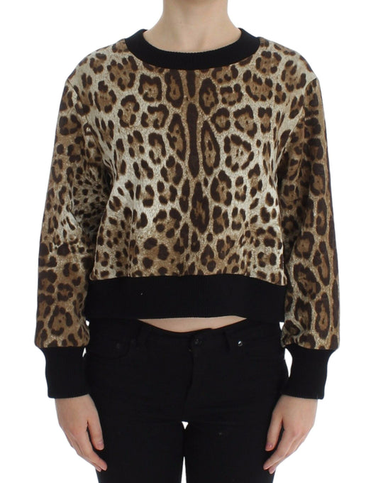 Dolce & Gabbana Leopard Print Crewneck Short Women's Sweater