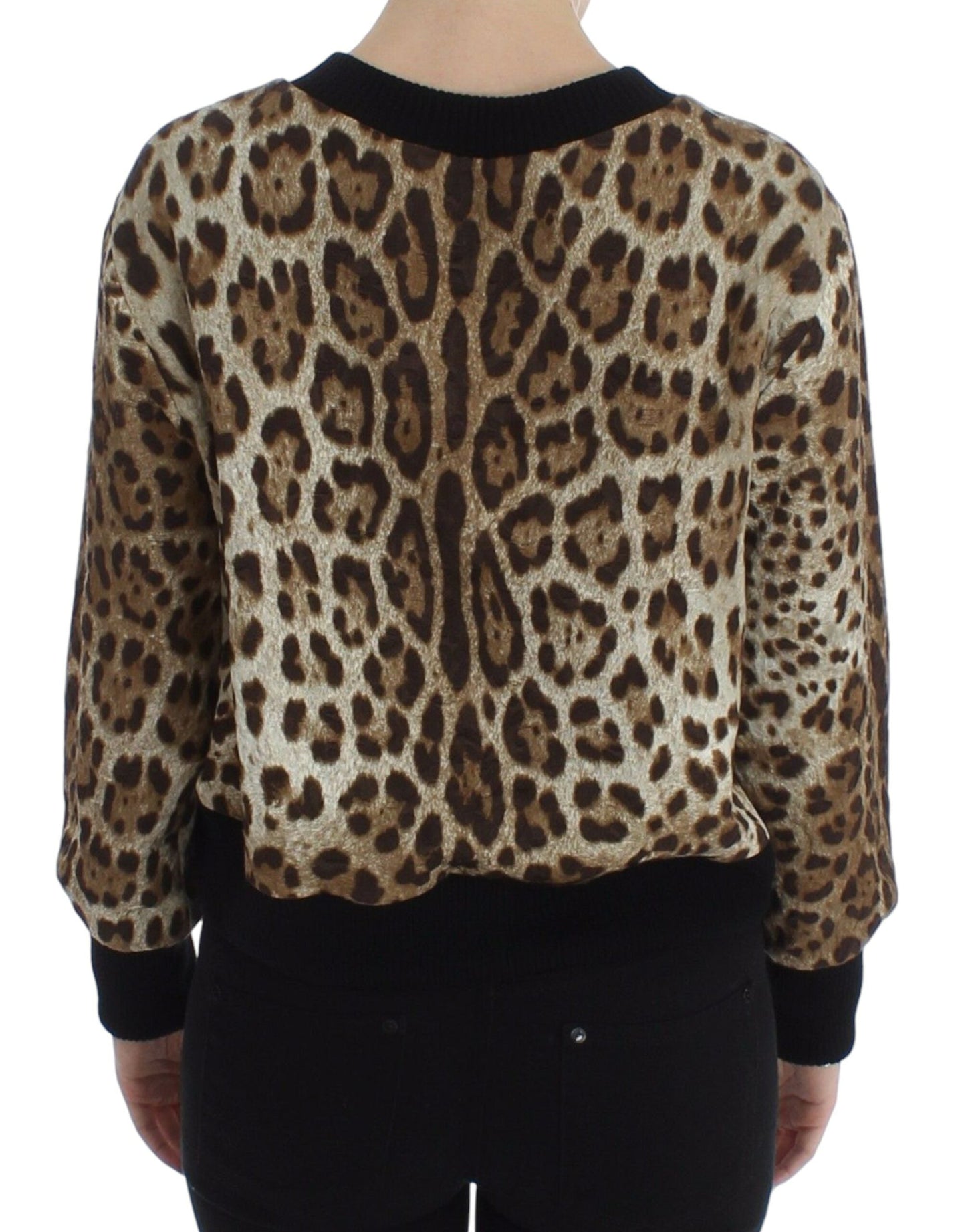 Dolce & Gabbana Leopard Print Crewneck Short Women's Sweater