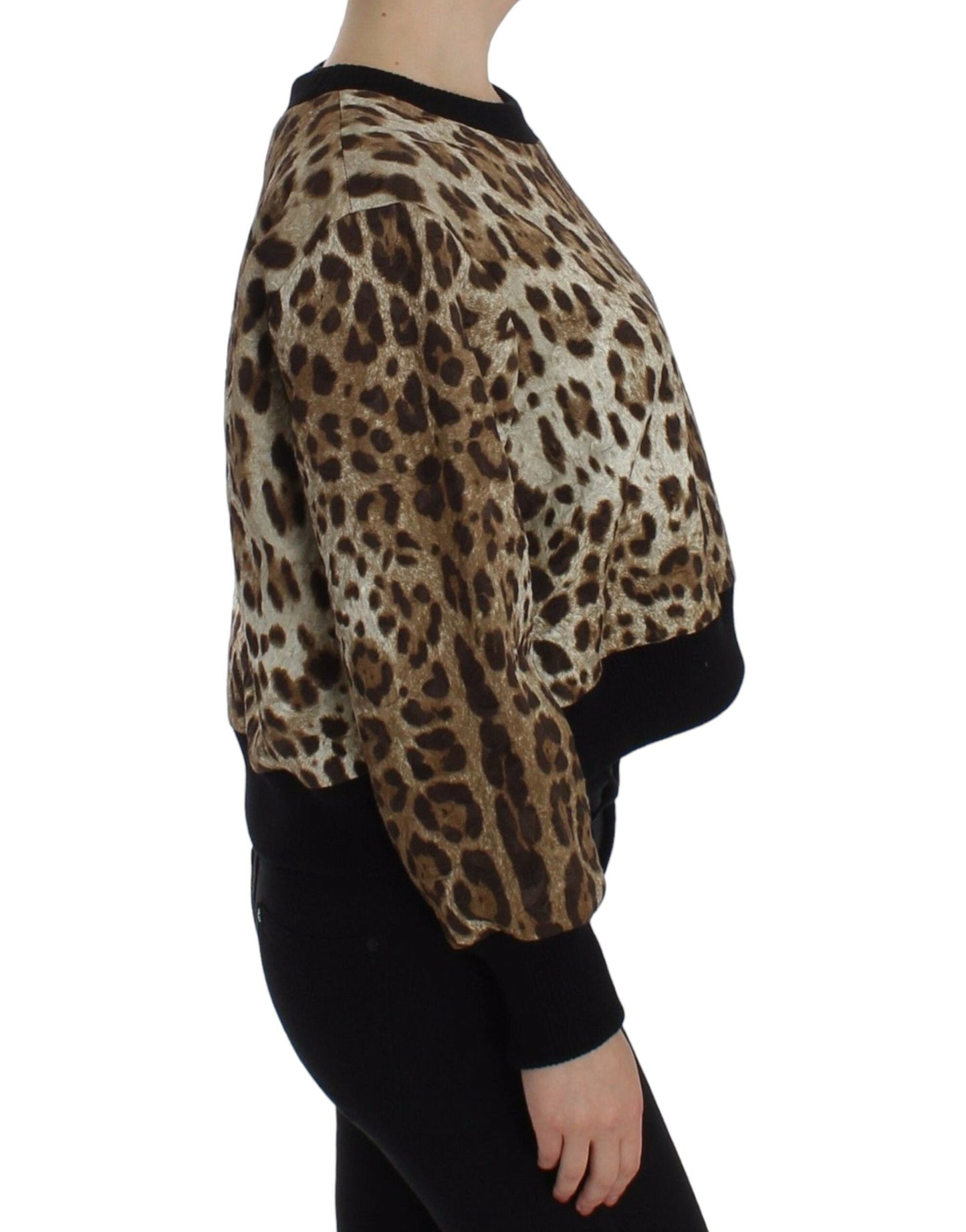Dolce & Gabbana Leopard Print Crewneck Short Women's Sweater