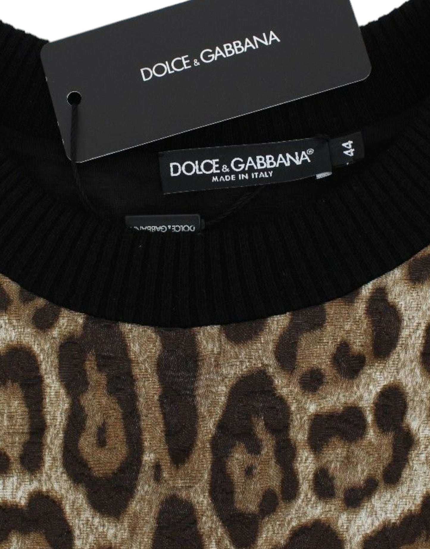 Dolce & Gabbana Leopard Print Crewneck Short Women's Sweater