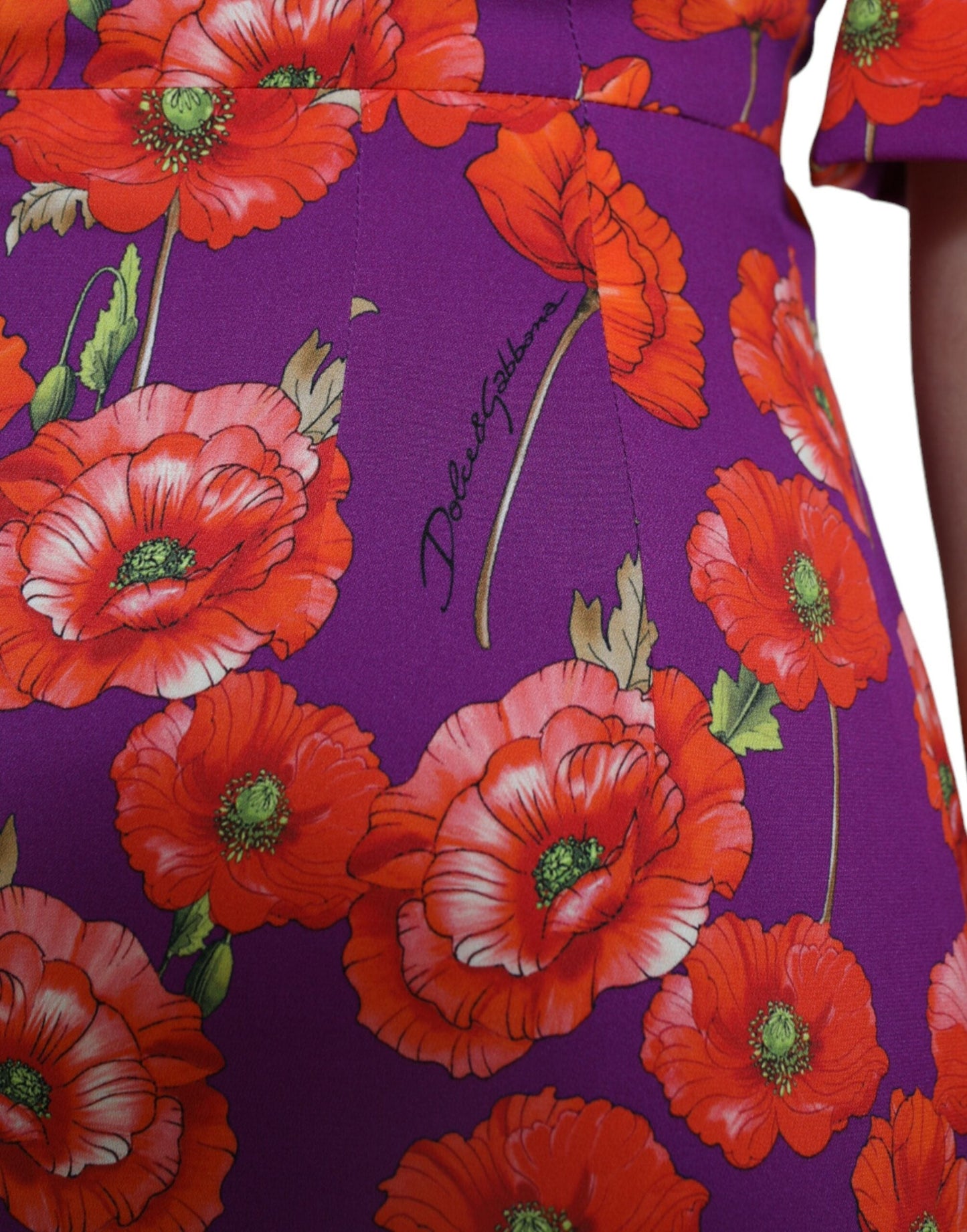 Dolce & Gabbana Multicolor Floral Poppy Print Sheath Women's Dress