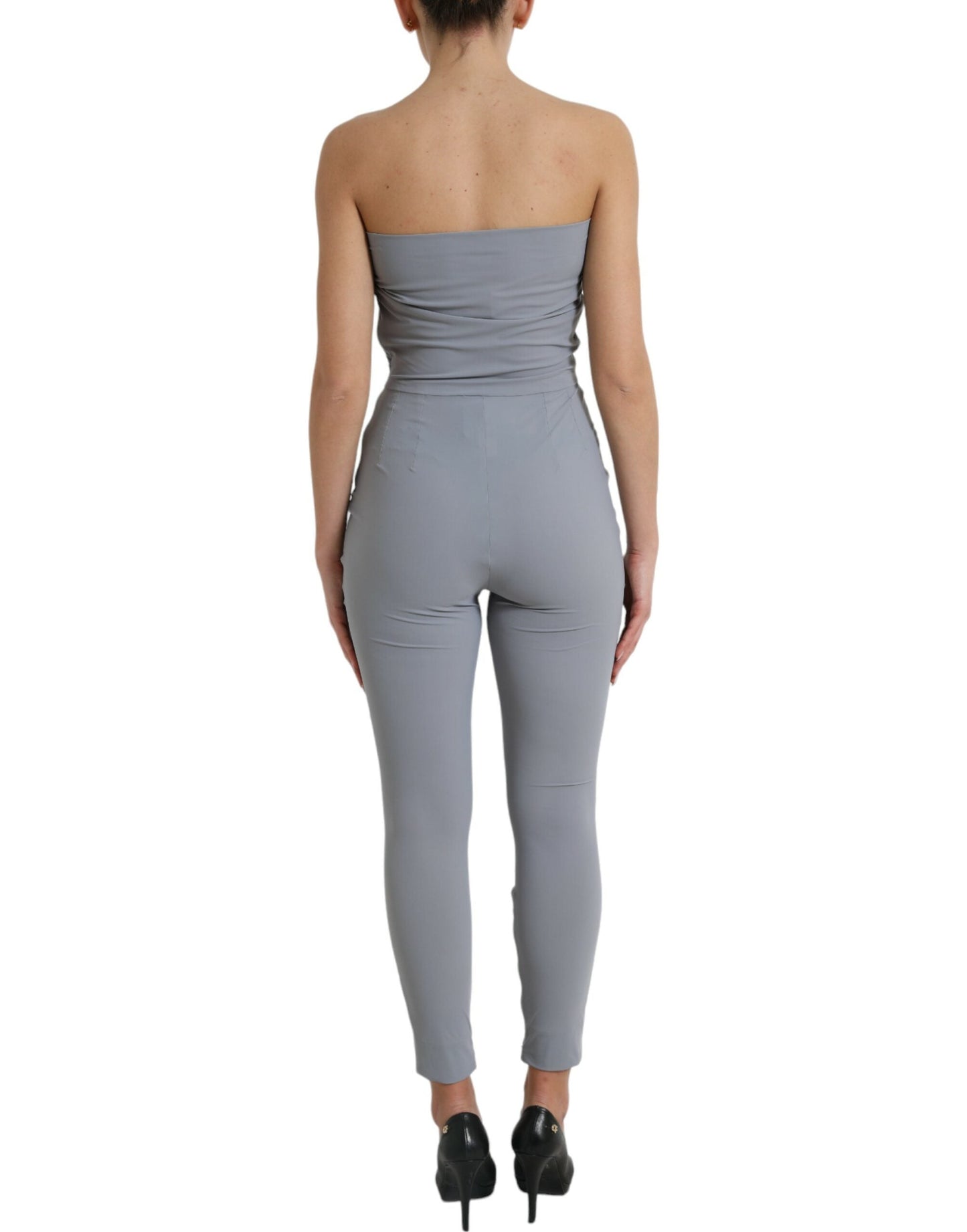 Dolce & Gabbana Gray Nylon Strapless Bodycon Jumpsuit Women's Dress