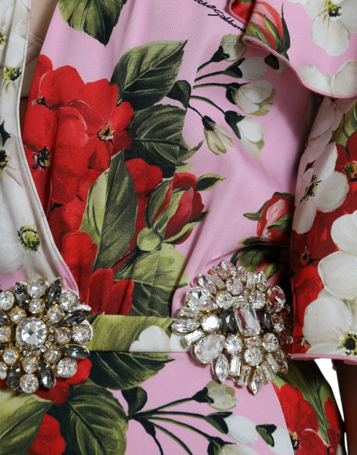Dolce & Gabbana Multicolor Floral Crystal Embellished A-line Women's Dress