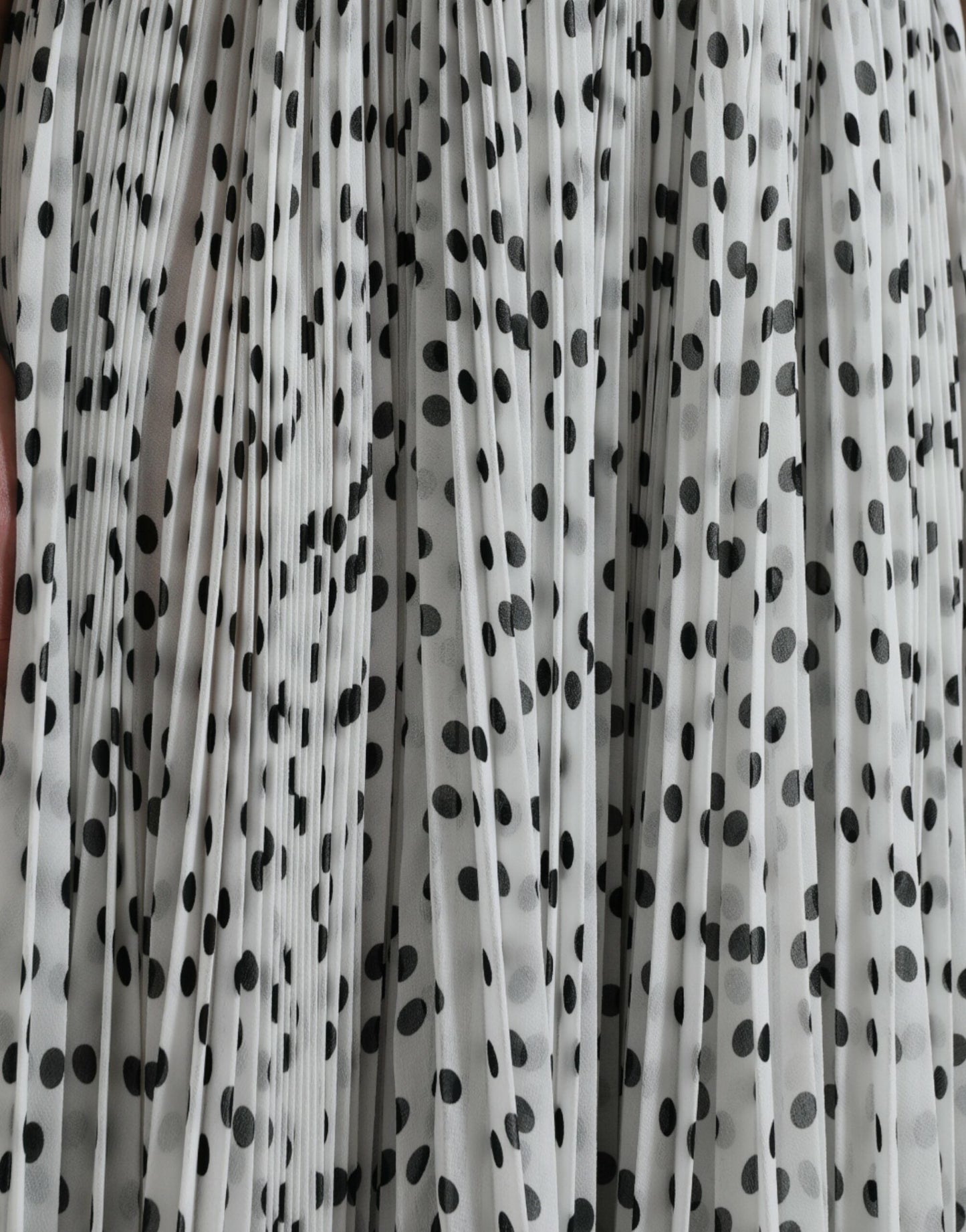 Dolce & Gabbana White Polka Dot A-line Pleated Maxi Women's Dress