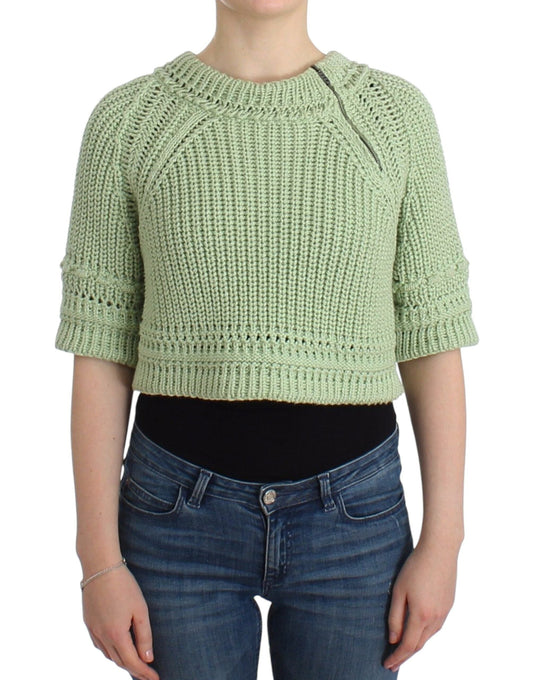 Ermanno Scervino Green Cropped Knit Sweater Knitted Women's Jumper