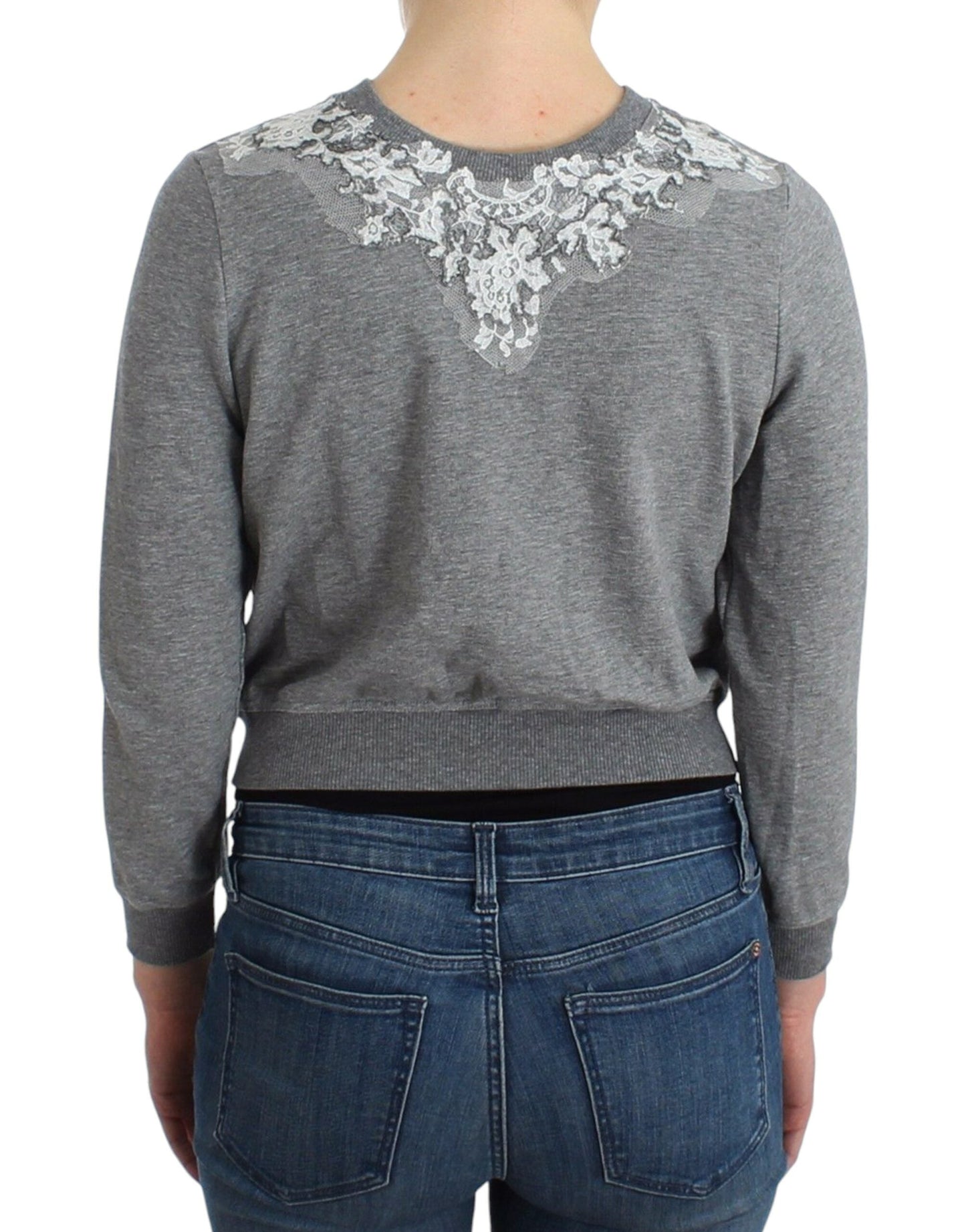 Ermanno Scervino Lingerie Gray Lace Sweater Cardigan Women's Top