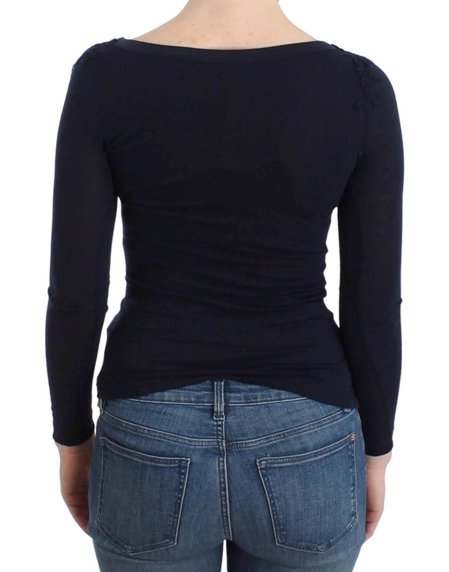 Ermanno Scervino Lingerie Blue Top Blouse Jumper Lace Women's Rayon
