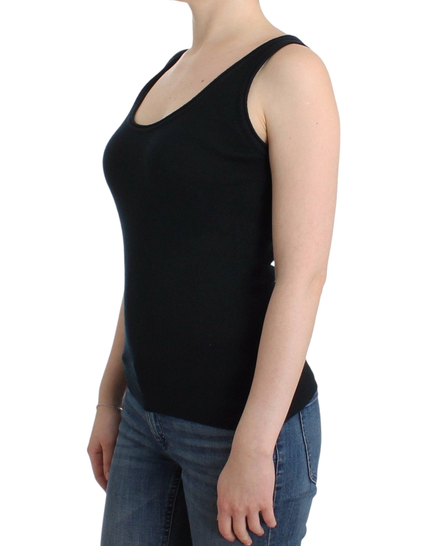 Ermanno Scervino Black Knit Top Knitted Sweater 100% Women's Cashmere