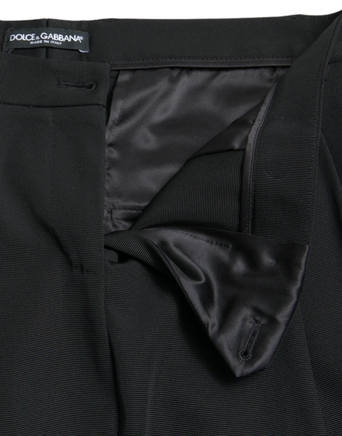 Dolce & Gabbana Black Wool High Waist Cropped Tapered Women's Pants
