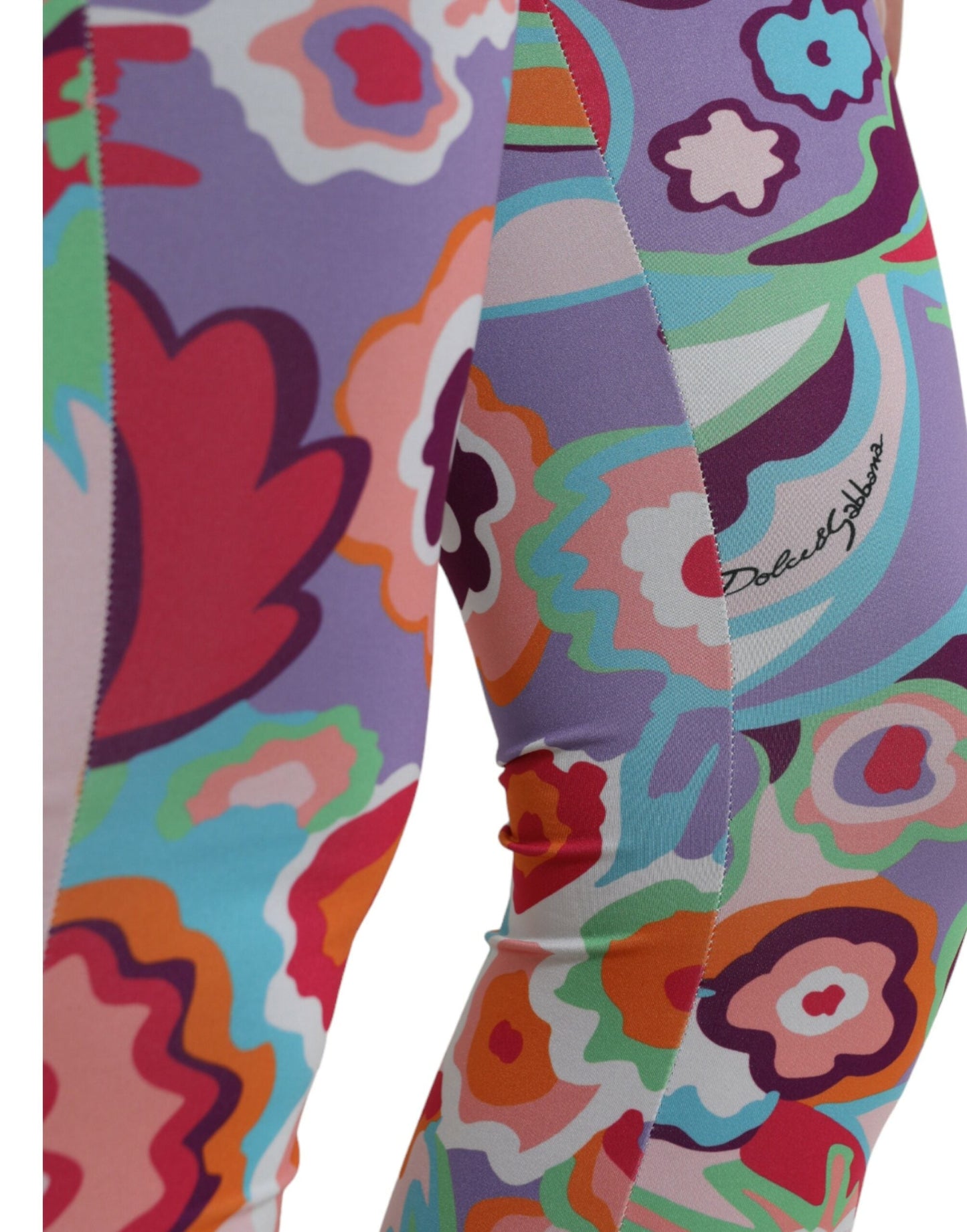 Dolce & Gabbana Multicolor Floral High Waist Leggings Women's Pants