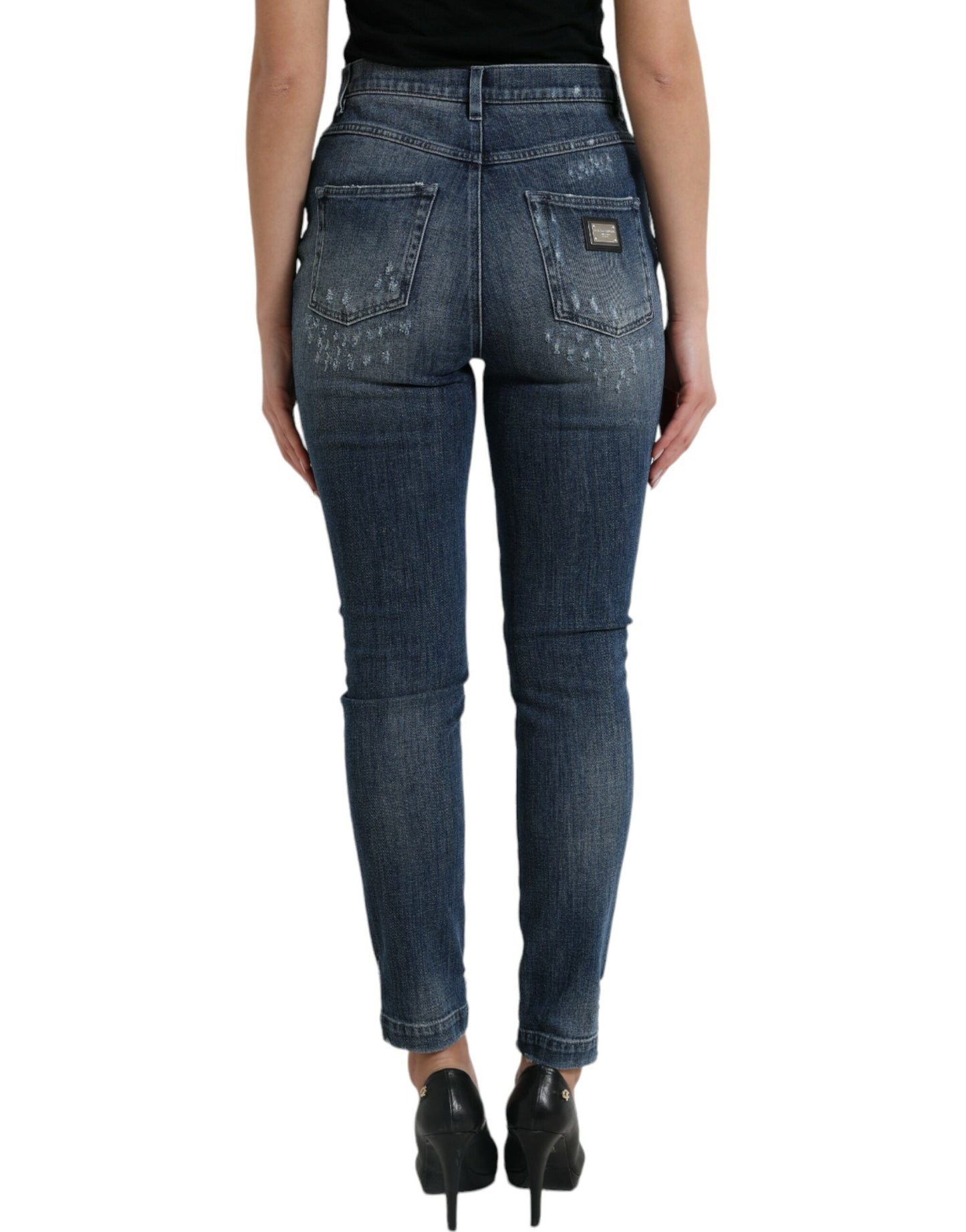 Dolce & Gabbana Dark Blue Distressed GRACE Skinny Denim Women's Jeans