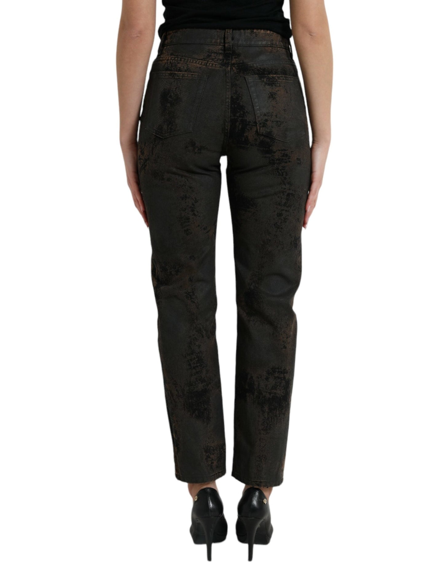 Dolce & Gabbana Brown BOYFRIEND Mid Waist Cotton Denim Women's Jeans