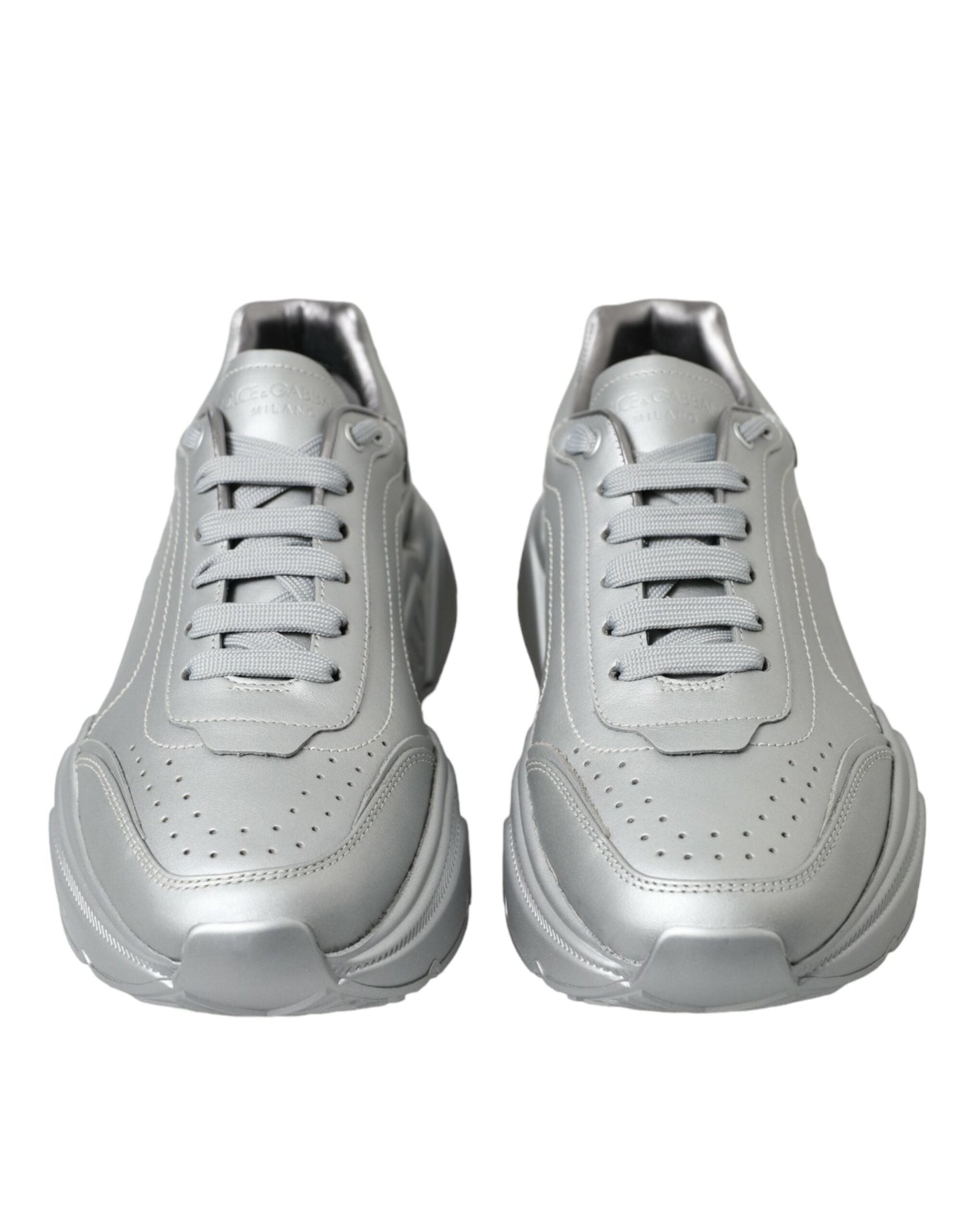 Dolce & Gabbana Silver DAYMASTER Leather Men Casual Sneakers Men's Shoes