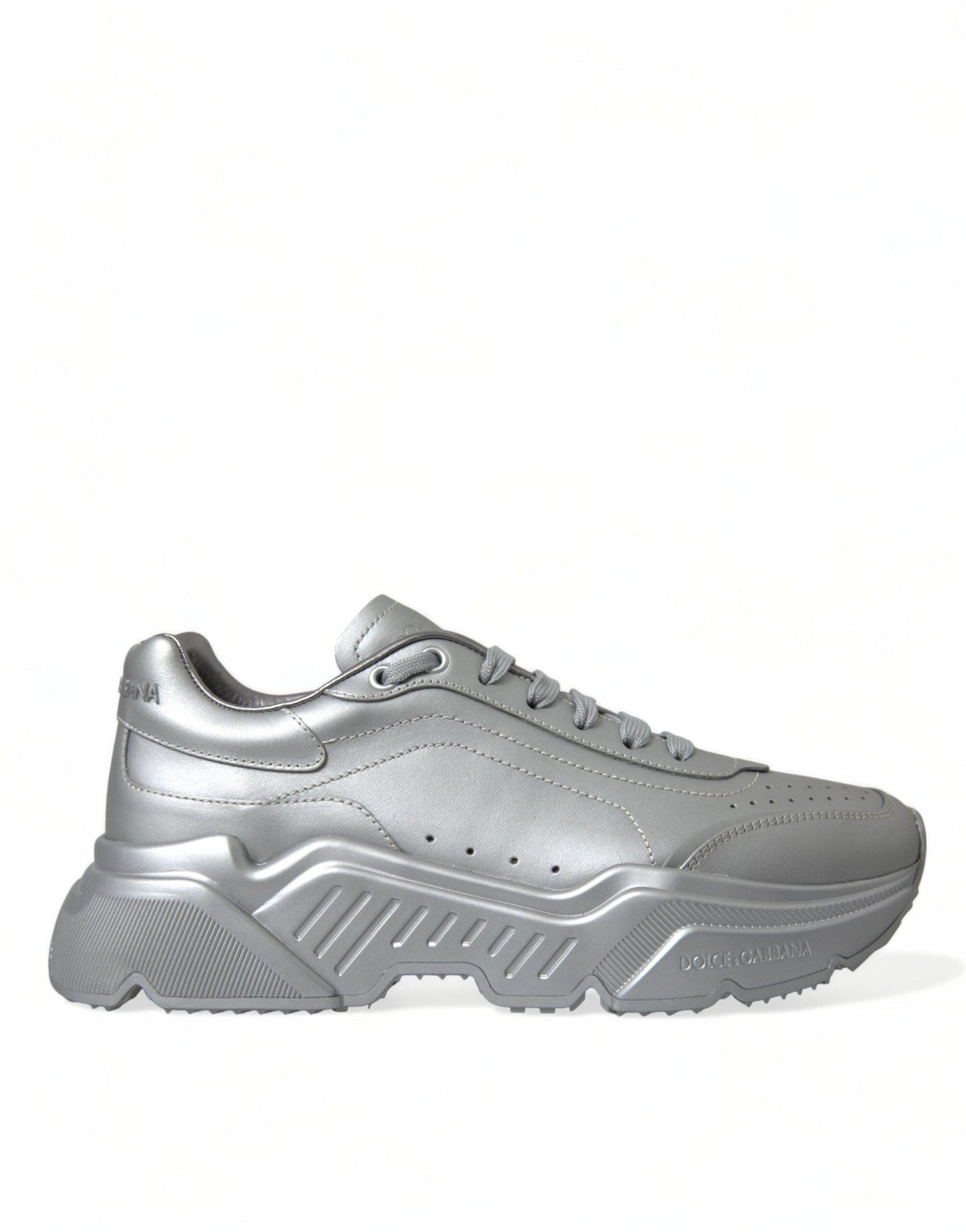 Dolce & Gabbana Silver DAYMASTER Leather Men Casual Sneakers Men's Shoes