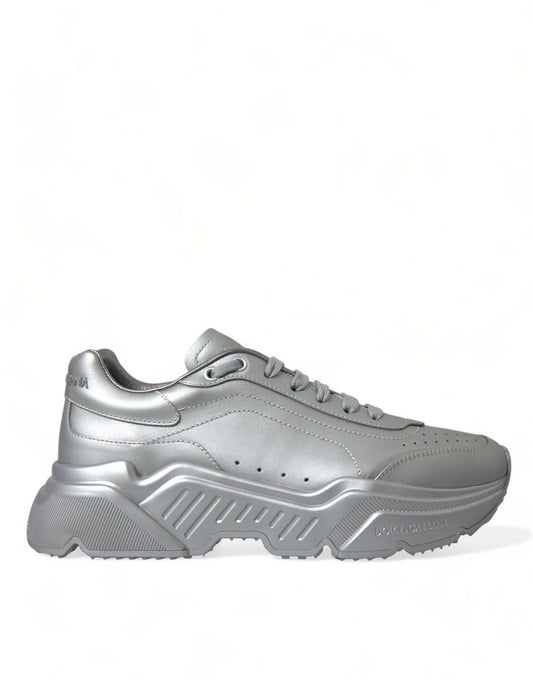 Dolce & Gabbana Silver DAYMASTER Leather Men Casual Sneakers Men's Shoes