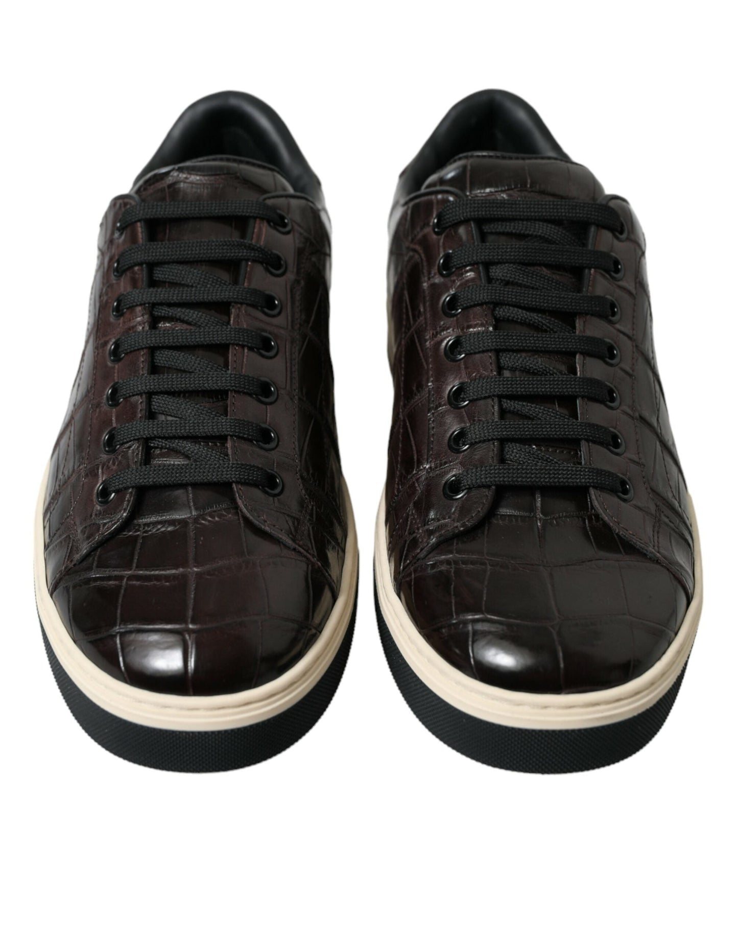 Dolce & Gabbana Brown Croc Exotic Leather Men Casual Sneakers Men's Shoes