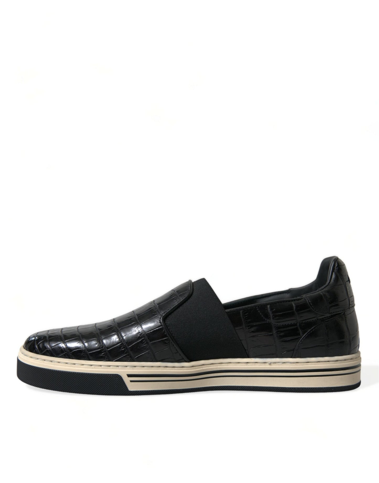 Dolce & Gabbana Black Croc Exotic Leather Sneakers Men's Shoes