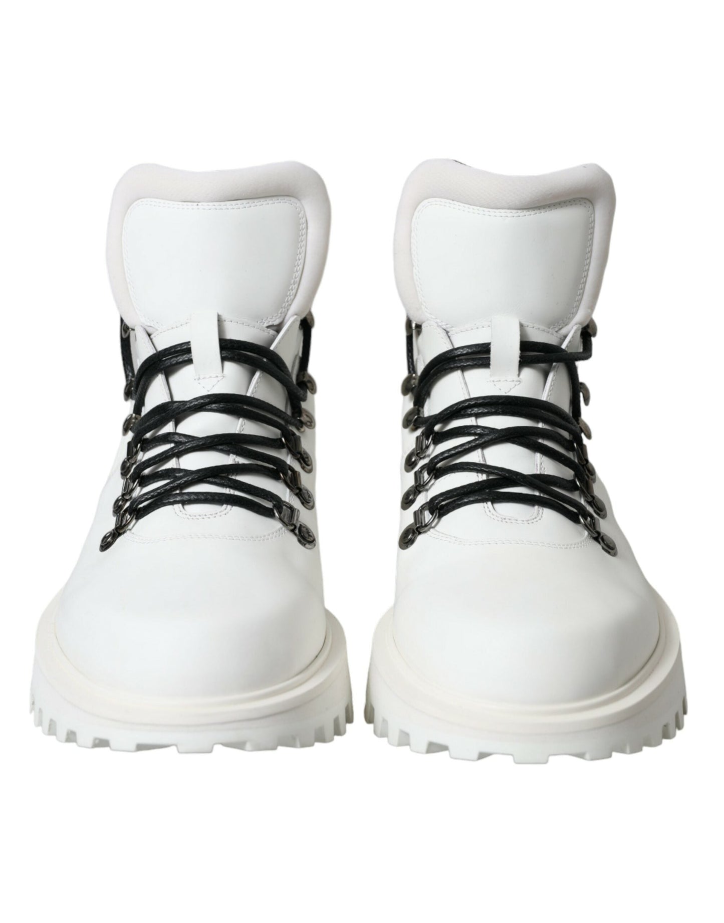Dolce & Gabbana White Vulcano Trekking Ankle Boots Men's Shoes