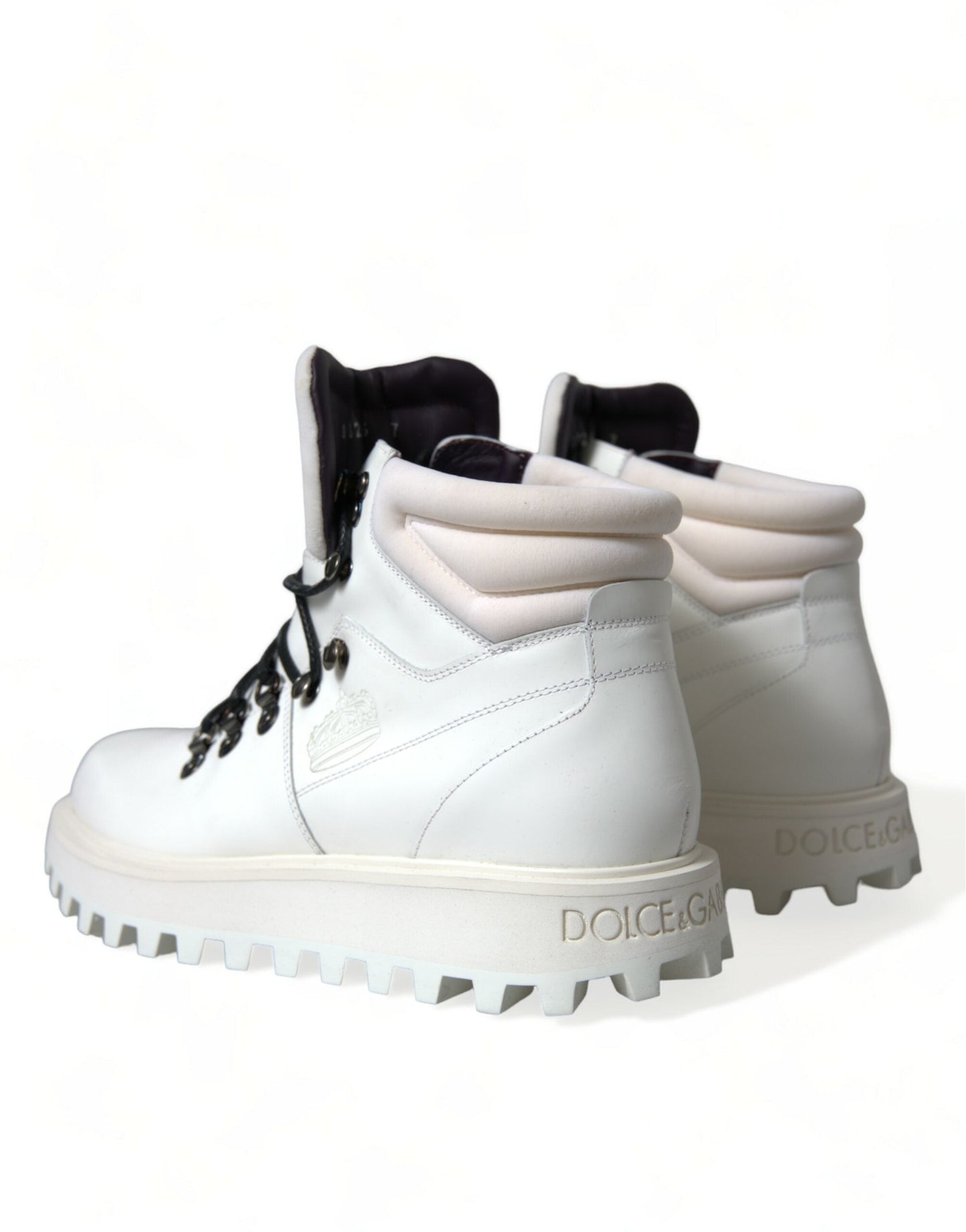 Dolce & Gabbana White Vulcano Trekking Ankle Boots Men's Shoes