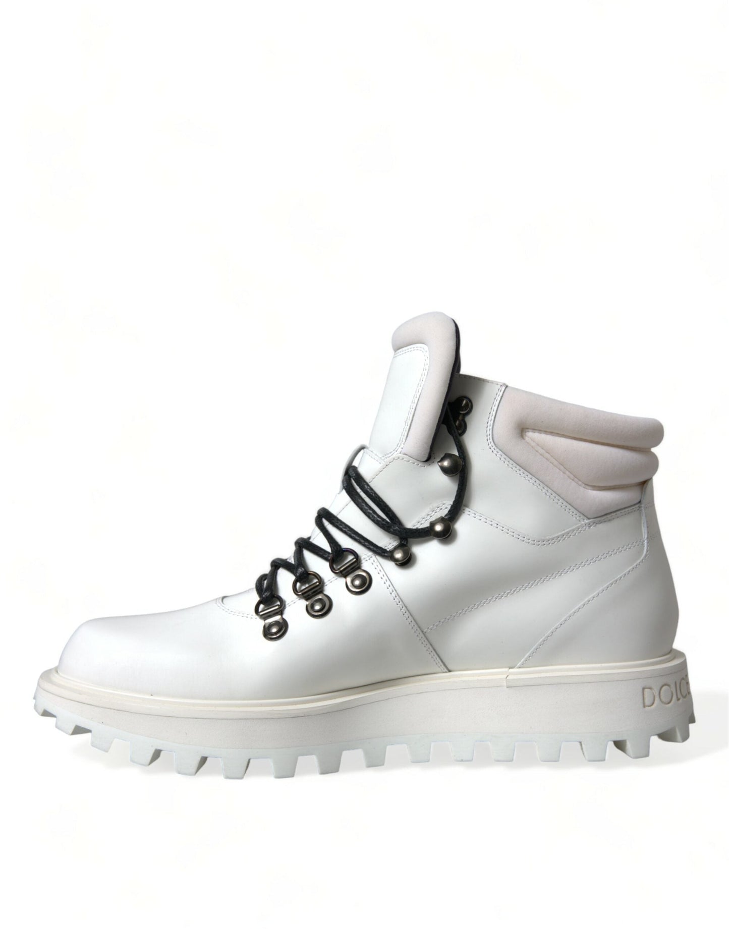 Dolce & Gabbana White Vulcano Trekking Ankle Boots Men's Shoes