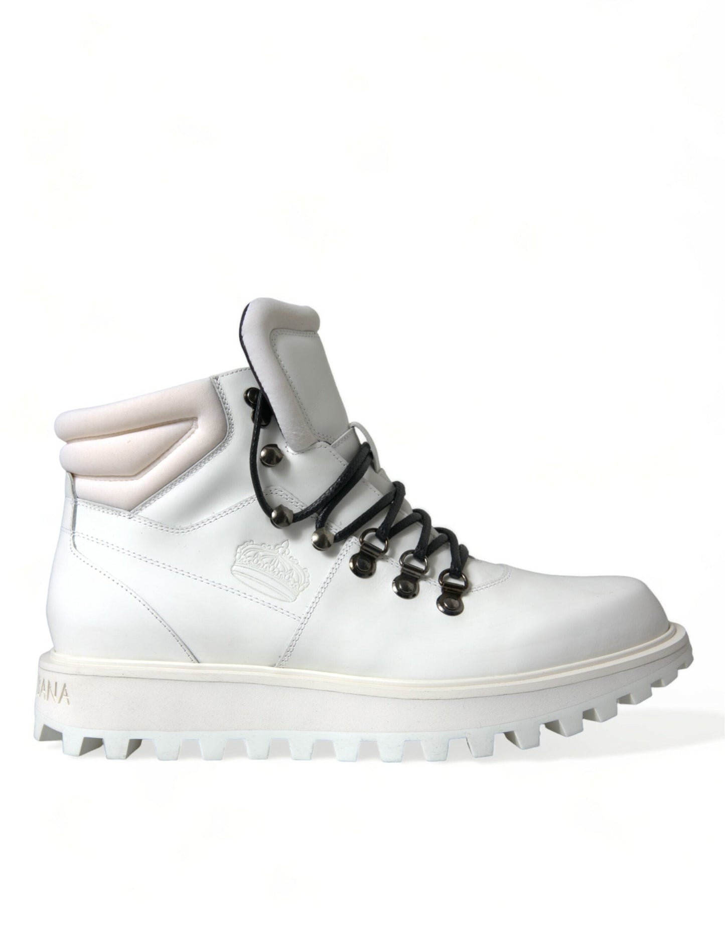 Dolce & Gabbana White Vulcano Trekking Ankle Boots Men's Shoes