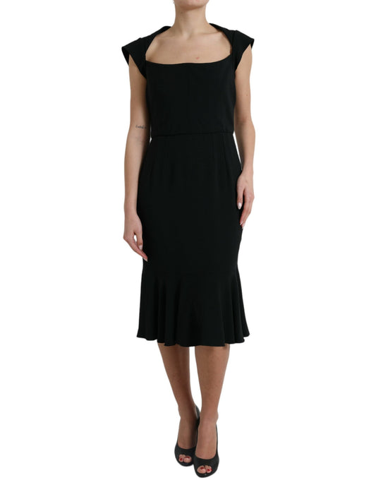 Dolce & Gabbana Black Cady Viscose Sleeveless Women's Dress