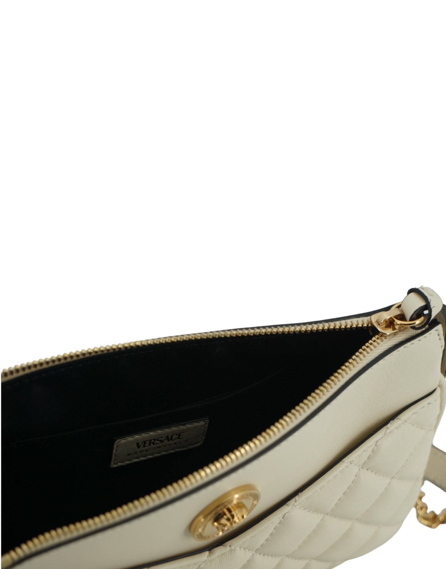 Versace White Lamb Leather Pouch Crossbody Women's Bag