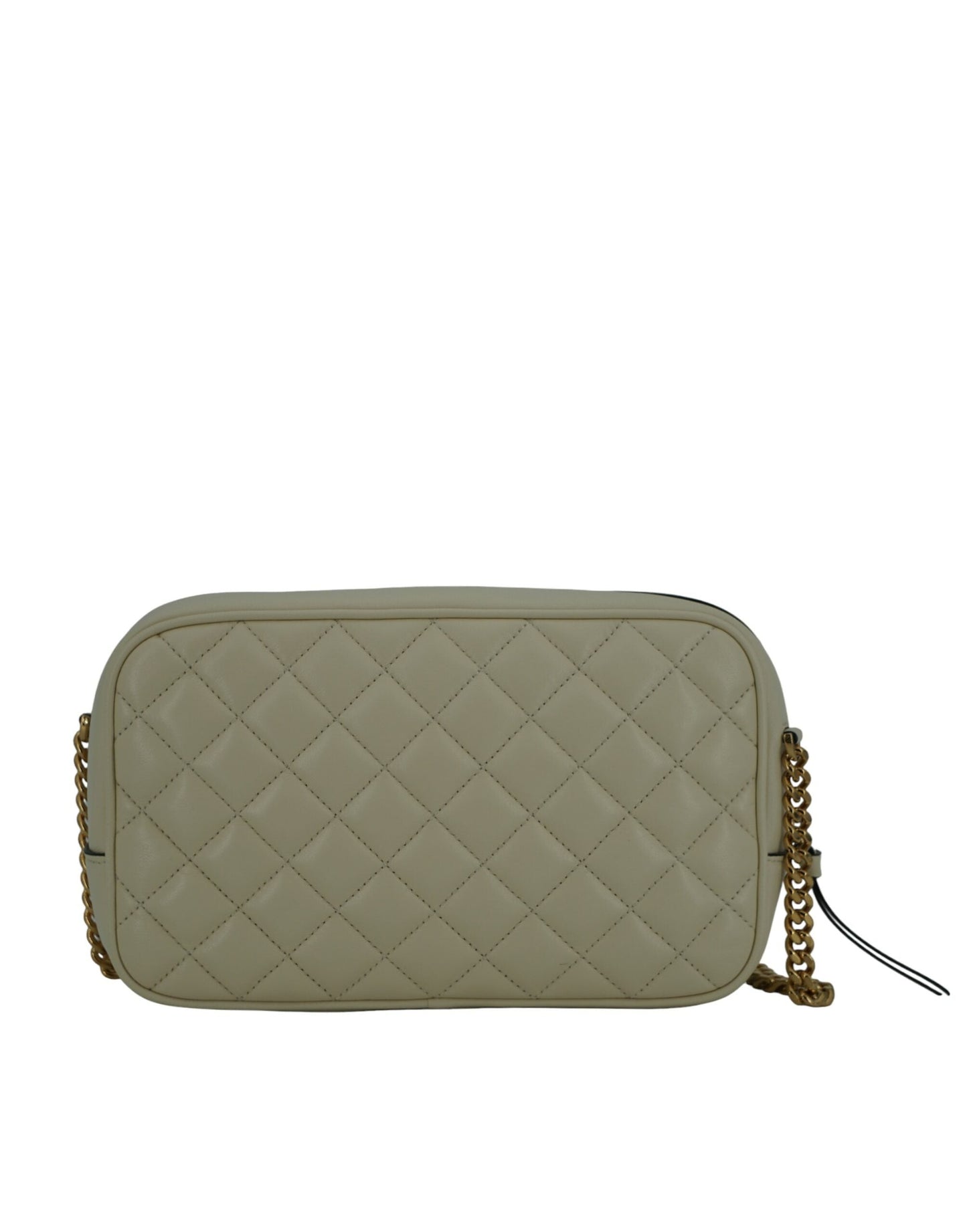 Versace White Lamb Leather Medium Camera Shoulder Women's Bag