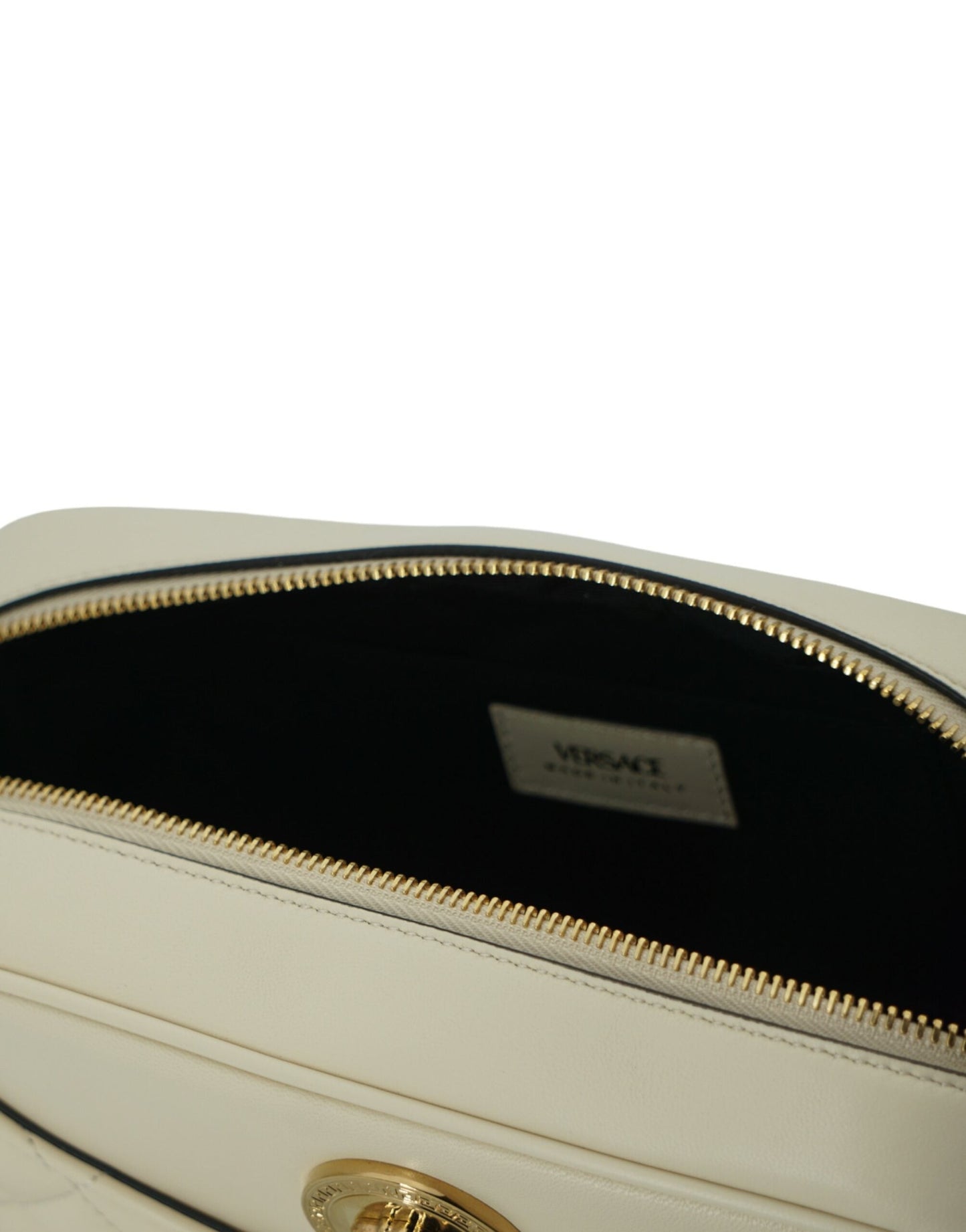 Versace White Lamb Leather Medium Camera Shoulder Women's Bag