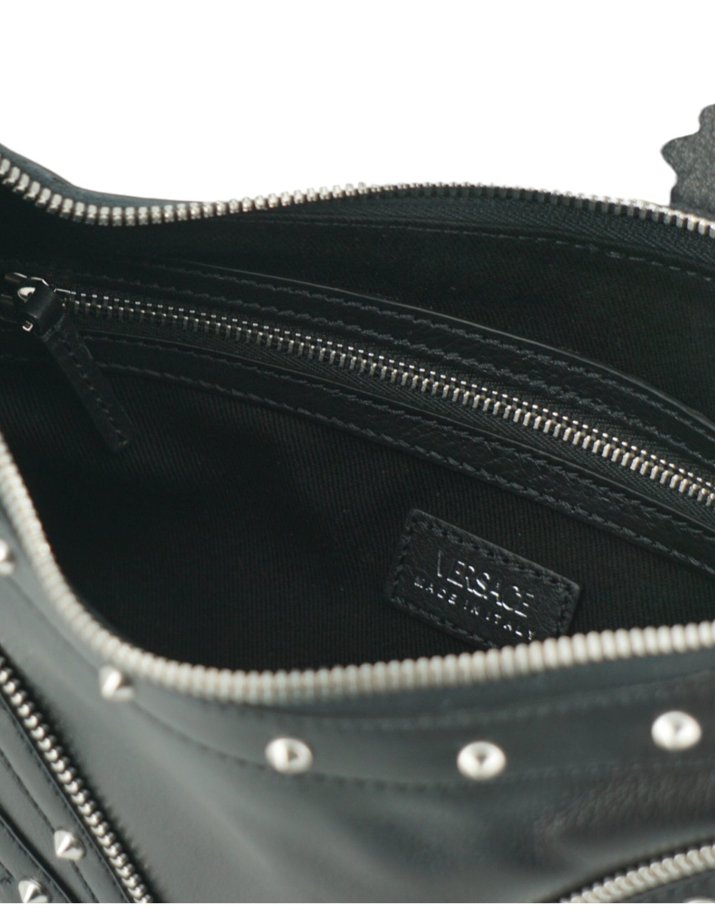 Versace Black Calf Leather Small Hobo Shoulder Women's Bag