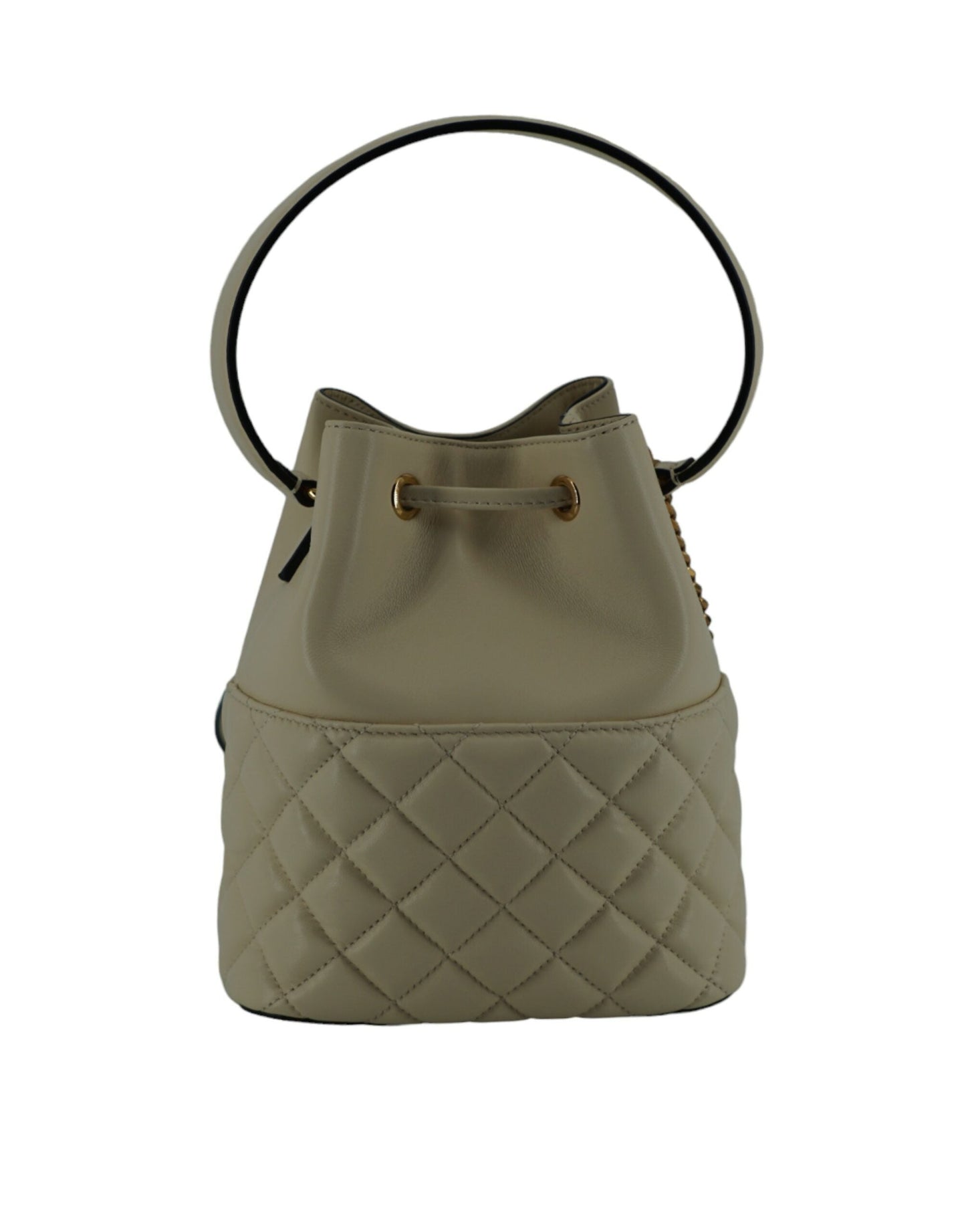 Versace White Lamb Leather Small Bucket Shoulder Women's Bag