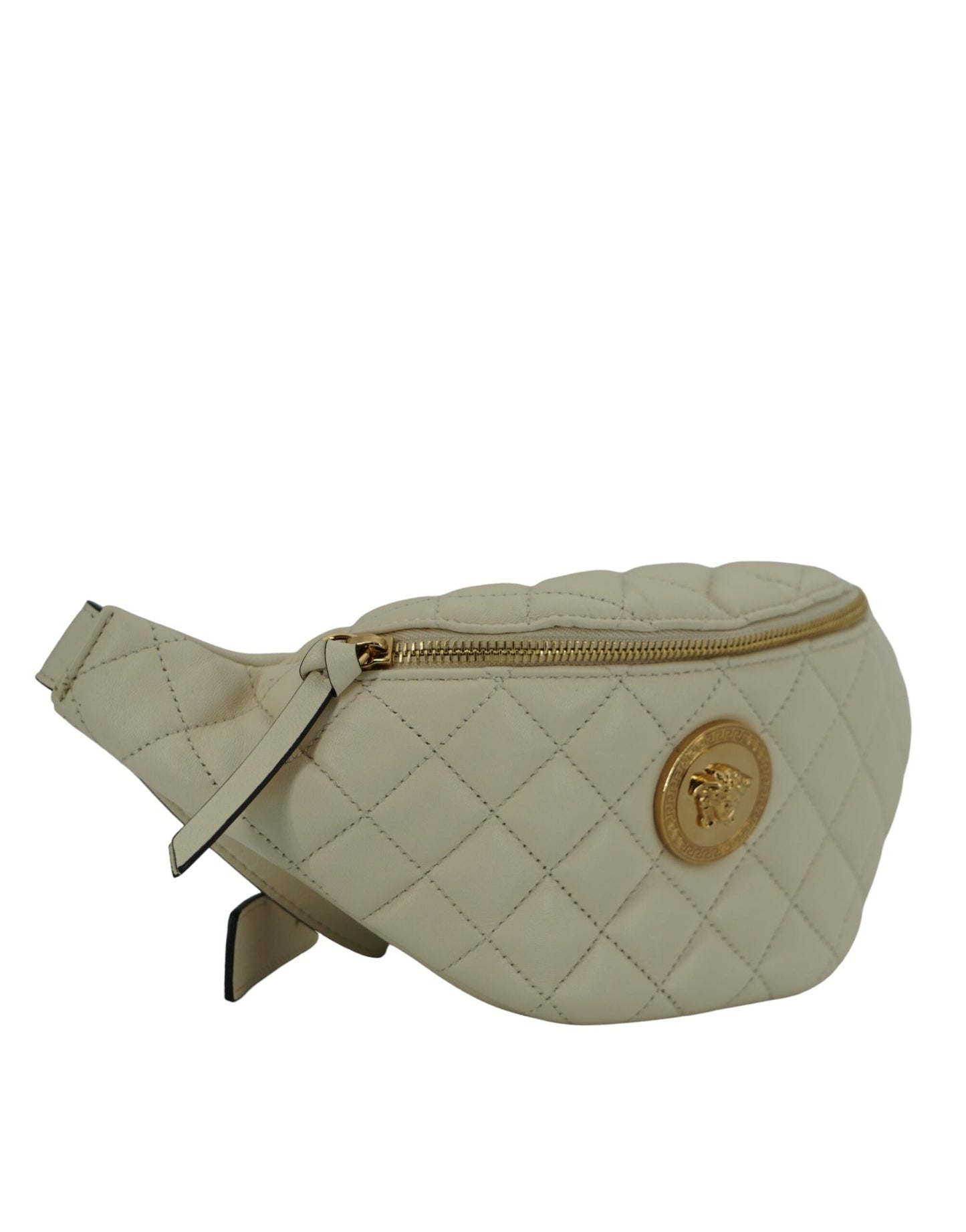 Versace White Lamb Leather Belt Women's Bag