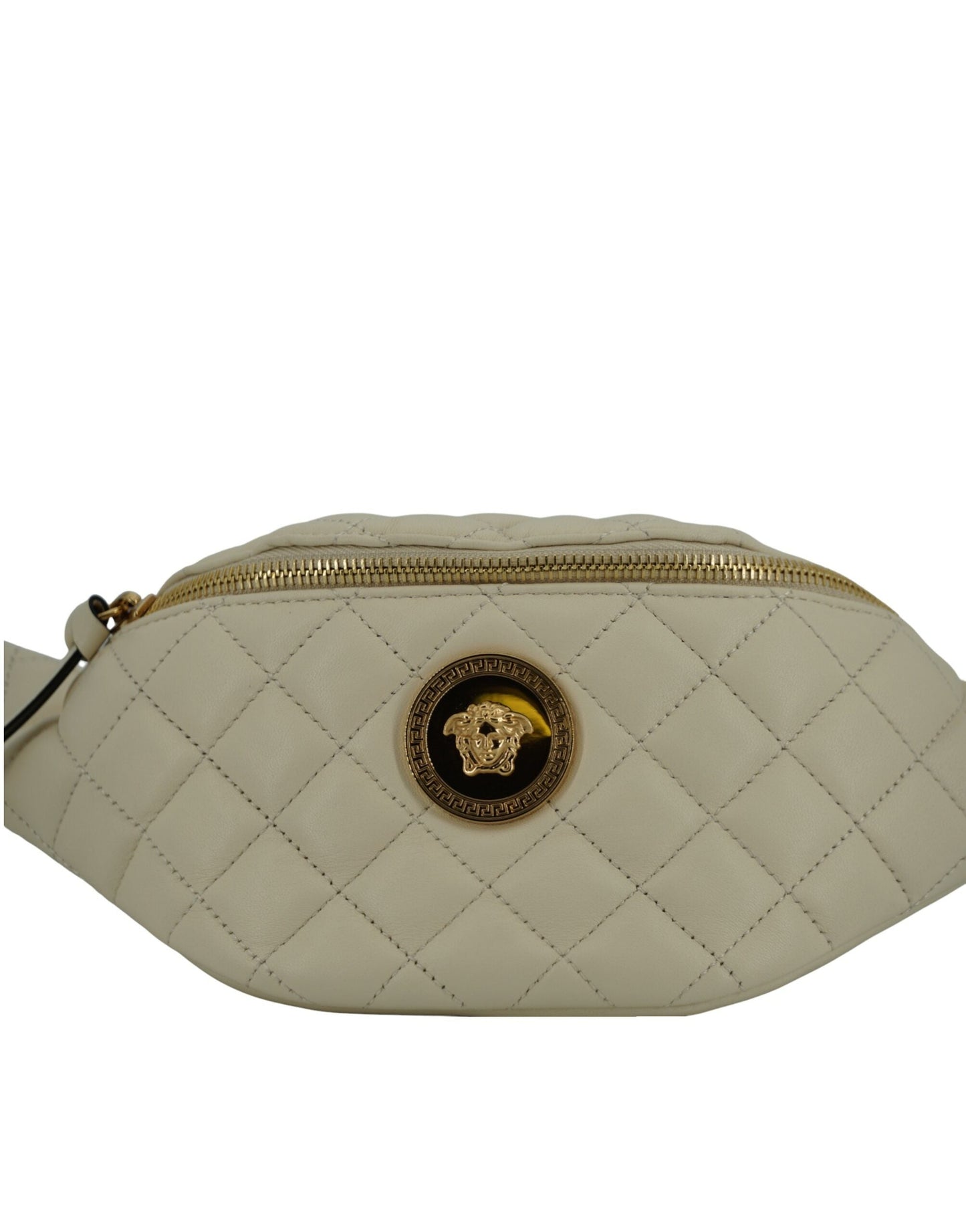 Versace White Lamb Leather Belt Women's Bag