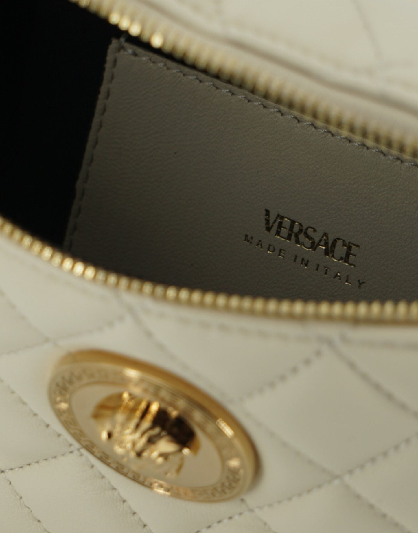Versace White Lamb Leather Belt Women's Bag